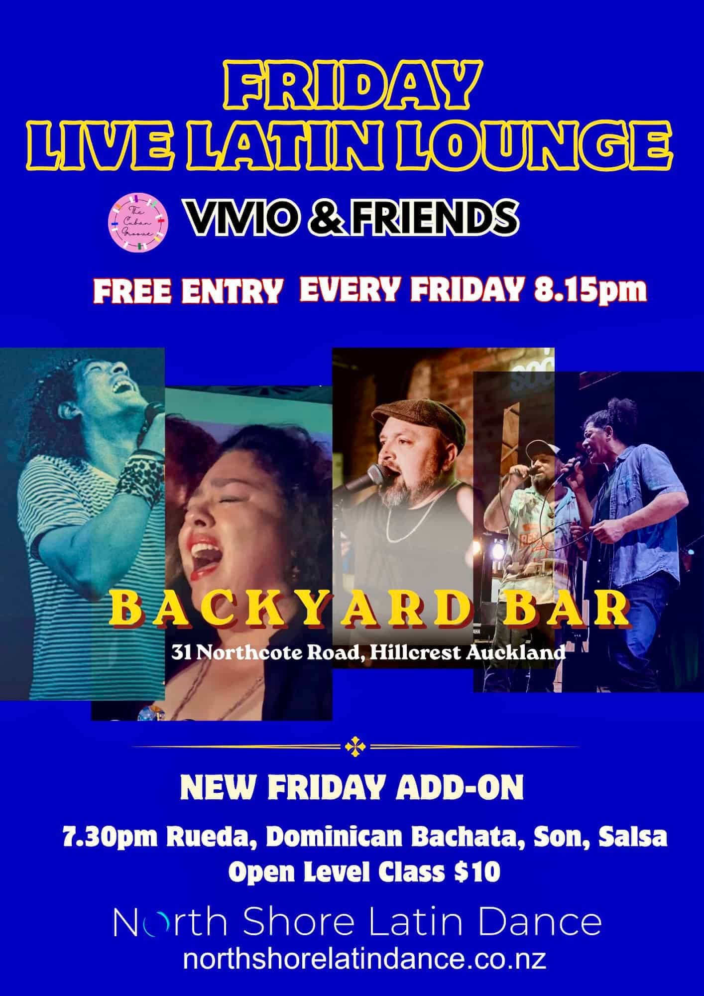 Friday Live Latin Lounge — North Shore Latin Dance at The Backyard Bar — Auckland