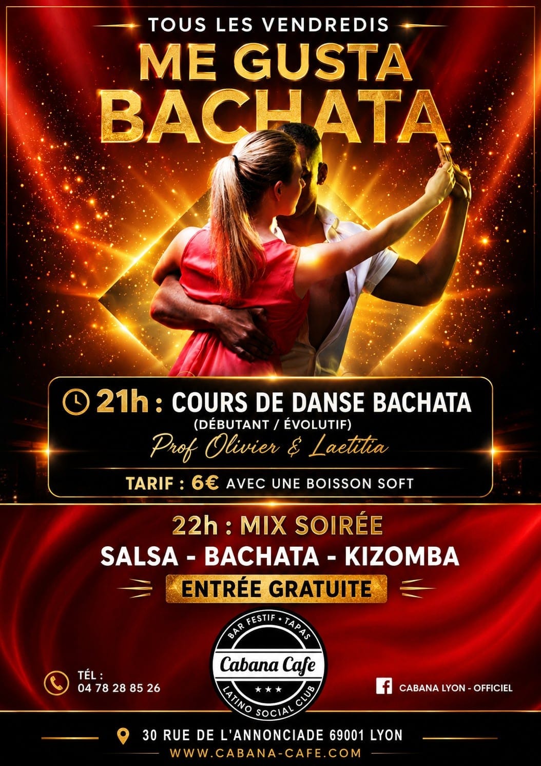 Jeudi salsa & bachata soirée at Cabana Café — Lyon