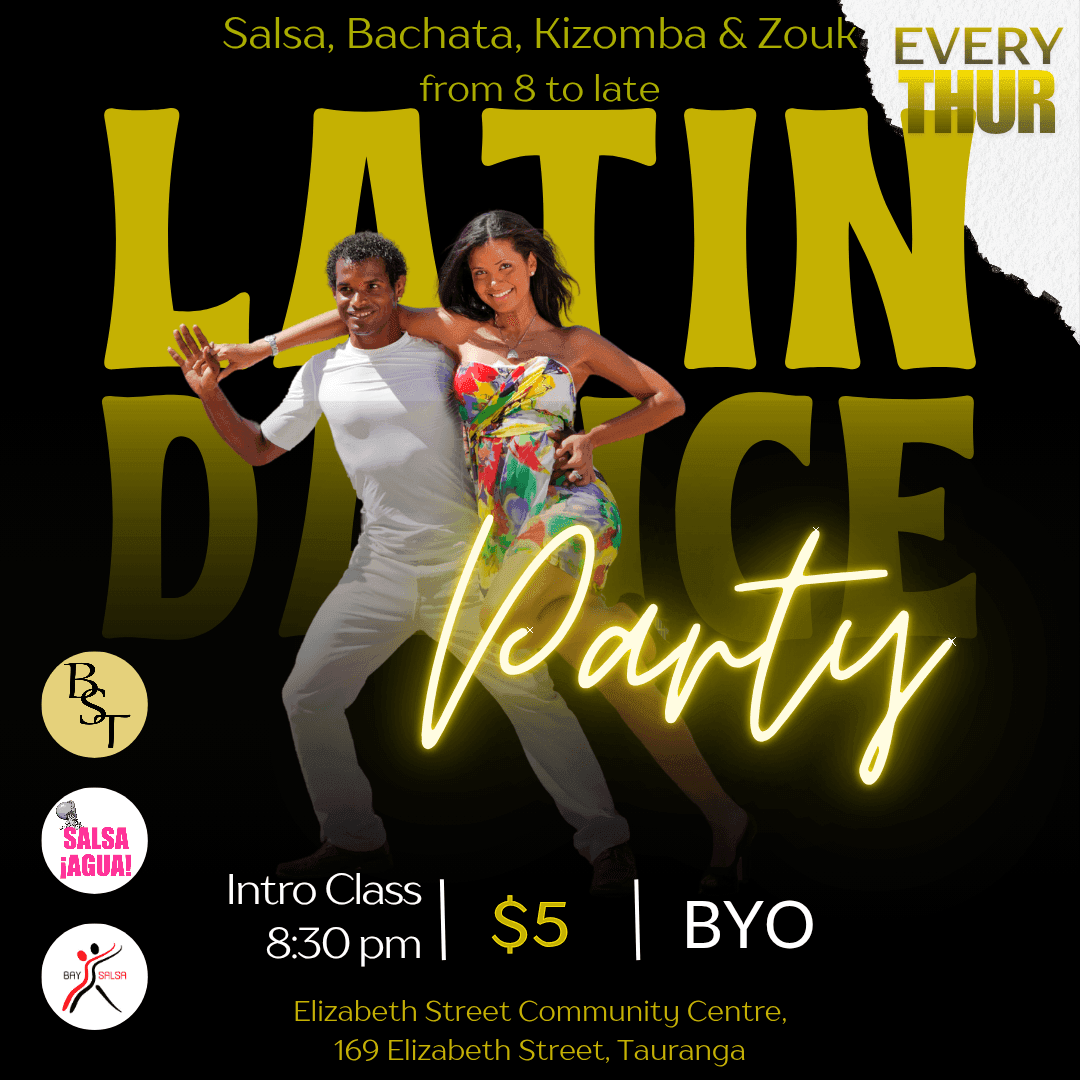 Thursday Latin Social — Salsa ¡Agua! & Bay Salsa at Elizabeth Street Community Hall — Tauranga